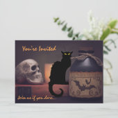 怖い黒猫nスカルハロウィーン誕生日招待状 招待状 (スタンド正面)