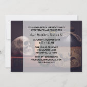 怖い黒猫nスカルハロウィーン誕生日招待状 招待状 (裏面)