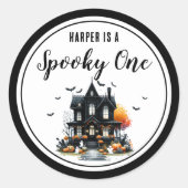 怖い1歳のハロウィンパーティー ラウンドシール (正面)