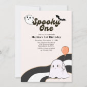 怖い1歳 レトロゴースト 初誕生日 招待状 (正面)