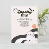 怖い1歳 レトロゴースト 初誕生日 招待状 (スタンド正面)