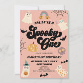 怖い1 ハロウィン 初めての1歳の誕生日パーティー 招待状 (正面)