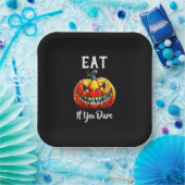 怖い、勇気があるなら食べて ハロウィンの笑うカボチャ ペーパープレート (パーティー)