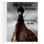 怖いEmuの視線を落とす、ジャンボ誕生日カード (内側(右))