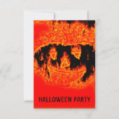 怖おもしろいいオレンジの炎ハロウィーンカボチャ 招待状 (正面)