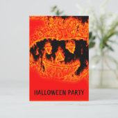 怖おもしろいいオレンジの炎ハロウィーンカボチャ 招待状 (スタンド正面)