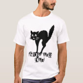 怖おもしろいい黒猫Friday The 13タイポグラフィ Tシャツ (正面)