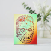 怖おもしろいレトロハロウィーン顔漫画顔 ポストカード (スタンド正面)