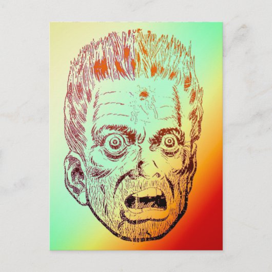 怖おもしろいレトロハロウィーン顔漫画顔 ポストカード (正面)