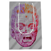 怖おもしろいレトロハロウィーン顔漫画顔 ミディアムペーパーバッグ (裏面)