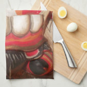 怖おもしろい舌風変わりハロウィーンマスク キッチンタオル (四つ折り)