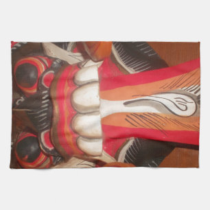 怖おもしろい舌風変わりハロウィーンマスク キッチンタオル