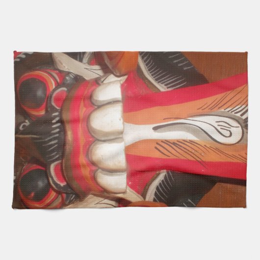 怖おもしろい舌風変わりハロウィーンマスク キッチンタオル (横)