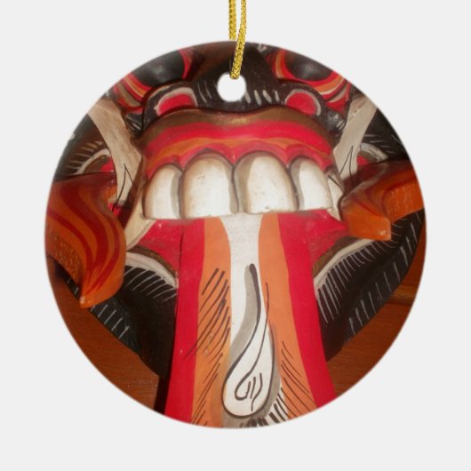 怖おもしろい舌風変わりハロウィーンマスク セラミックオーナメント (正面)