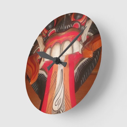 怖おもしろい舌風変わりハロウィーンマスク ラウンド壁時計 (傾斜)