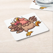 怖がったトルコランニングの スクエアペーパーコースター (アングル)