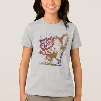 怖がっている猫のデザインTシャツ キッズ カジュアルウェア トライブレンドTシャツ