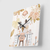 怖がって、とにかく行う スクエア壁時計 (傾斜)