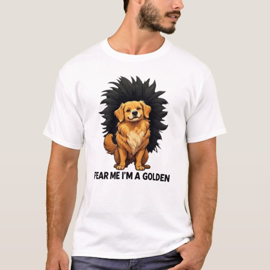 怖がって ゴールデンレトリバーだよ Tシャツ (正面)