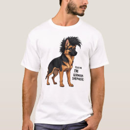 怖がって!俺はジャーマンシェパードだ | パンクモヒカン犬 Tシャツ