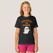 怖がらせるにはかわいすぎる - 面白いハロウィーンの幽霊の女の子 Tシャツ (正面フル)