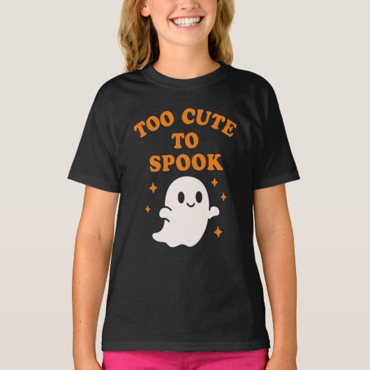 怖がらせるにはかわいすぎる - 面白いハロウィーンの幽霊の女の子 Tシャツ (正面)