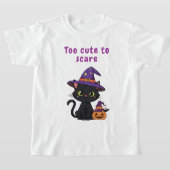 怖がらせるほどかわいい – ハロウィーンブラックキャットデザイン Tシャツ (レイダウン)