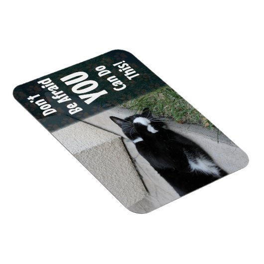 怖がらないで猫やる気を起こさせることわざ マグネット (右側)