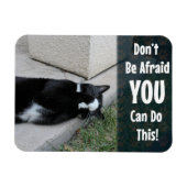 怖がらないで猫やる気を起こさせることわざ マグネット (横)