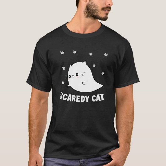 怖がり猫 スプーキー ゴースト 子猫 キティー 猫 ハロウィン Tシャツ (正面)