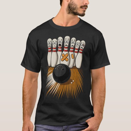 怖がるボウリングピン Tシャツ (正面)