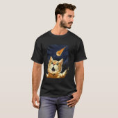 怖がる猫の自撮り 猫 隕石 隕石衝突 ダ Tシャツ (正面フル)