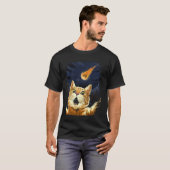 怖がる猫の自撮り 猫 隕石 隕石衝突 ダ Tシャツ (正面フル)
