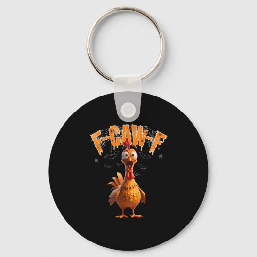 怖がる雄鶏 F-caw-f ハロウィンTシャツ キーホルダー (正面)