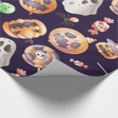 怖くて甘いハロウィーンのカボチャ ラッピングペーパー (角)