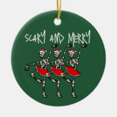 怖くて陽気なクリスマススカルスケルトンバレリーナ セラミックオーナメント (正面)