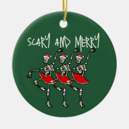 怖くて陽気なクリスマススカルスケルトンバレリーナ セラミックオーナメント
