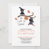 怖すぎずにキュートな水彩のフクロウ ハロウィン・秋の子供の誕生日 招待状 (正面)