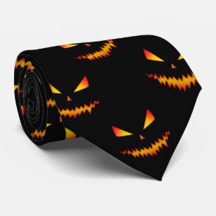 怖カッコいいいジャックオランタン顔ハロウィンパターン ネクタイ