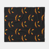 怖カッコいいいジャックオランタン顔ハロウィンパターン フリースブランケット (正面(横))