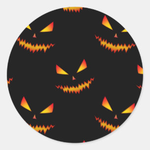 怖カッコいいいジャックオランタン顔ハロウィンパターン ラウンドシール