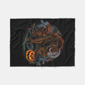 怖クール人狼ハロウィーンテーマ フリースブランケット (正面(横))