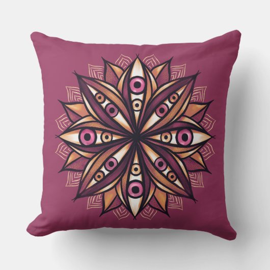 怖サイケデリックい目で花トリップ（幻覚体験）のようなを描く クッション (正面)