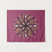 怖サイケデリックい目で花トリップ（幻覚体験）のようなを描く タペストリー (正面(横))