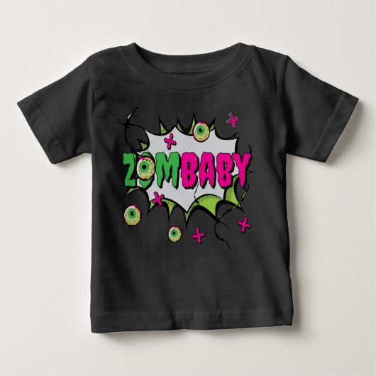 怖ファンキーい可愛い'ZomBaby'ゾンビプン ベビーTシャツ (正面)