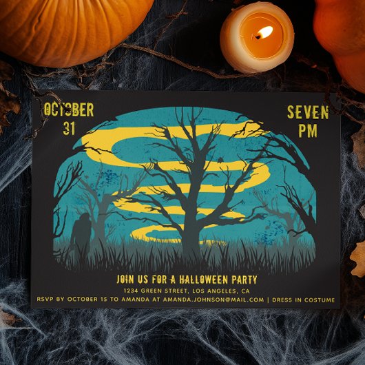 怖不気味い夜。黒ハロウィーンの衣装パーティー 招待状