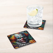 怖不気味ピエロハローウィンパーティパーソナライズされた スクエアペーパーコースター (インサイチュ)