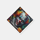 怖不気味ピエロハローウィンパーティパーソナライズされた スタンダードカクテルナプキン (角)