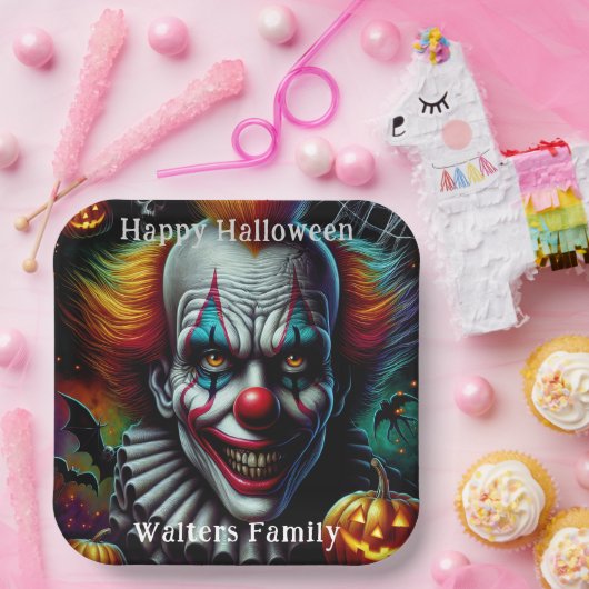 怖不気味ピエロハローウィンパーティパーソナライズされた ペーパープレート (パーティー)