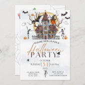 怖不気味家幽霊のよく出る衣装ハローウィンパーティ 招待状 (正面/裏面)